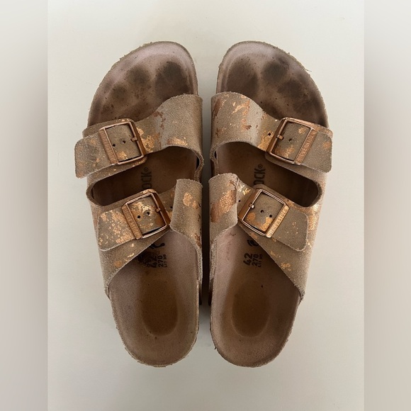 Birkenstock Arizona Khaki with Copper Splashes Big Buckle Sandals, size 42 - Picture 1 of 10